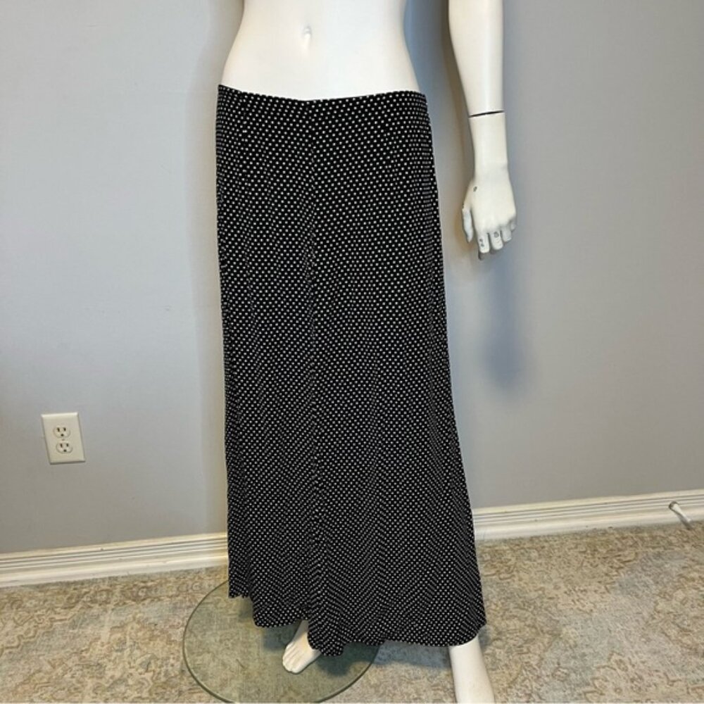Maeve by Anthropologie Black White Maxi Skirt Dots Print Size M